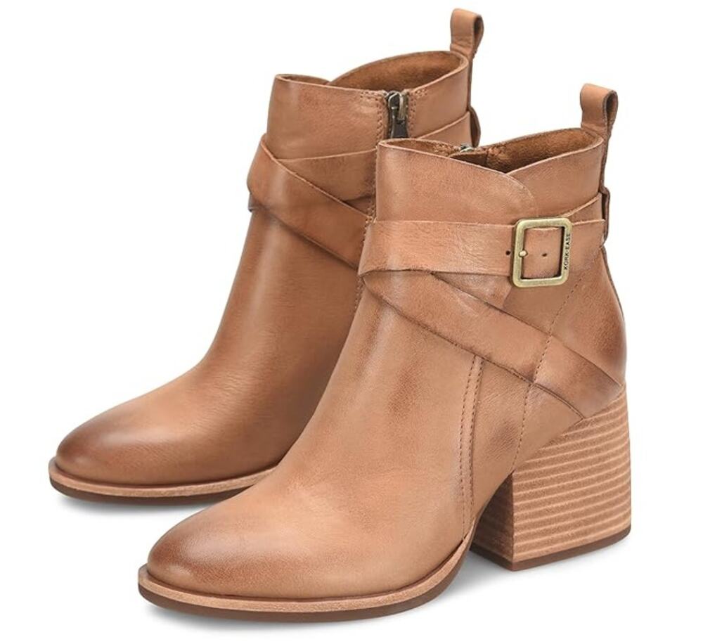NIB Kork-Ease Tan Leather Heeled Ankle Boots